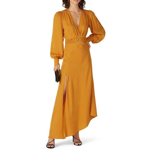 Ronny Kobo Vintage Inspired Thigh-high Slit Yellow Estelle Dress Size 0 MSRP: $5 - Picture 2 of 10